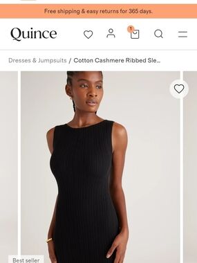 Quince Black Ribbed Sleeveless Mini Dress